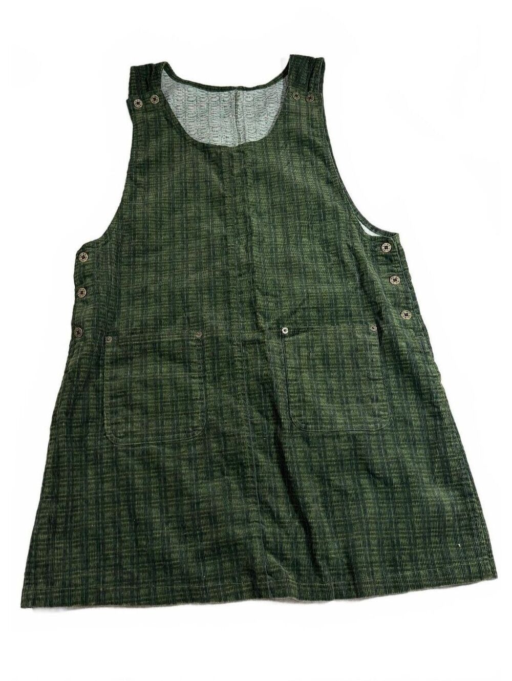 N.Y J.L Vintage 90s Green Corduroy Overall Dress Measures Size L